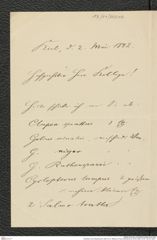 Nachlass Franz Steindachner, Brief von K. Möbius an Franz Steindachner (02.05.1882), Inv.Nr. 343.02, Seite 1
